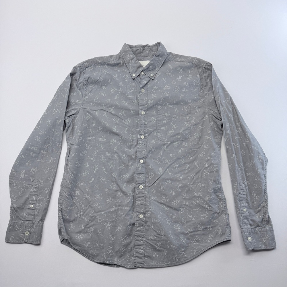 American Eagle Mens Large Gray Football Play Diagram Print Button Down Shirt L